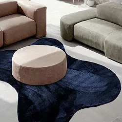 Asymmetrischer Wellen-Hochflor-Teppich - Aranga Super Soft Fur (dunkelblau)