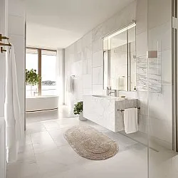 Ovaler badezimmerteppich - Nila (beige)