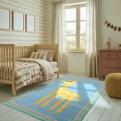 Kinderteppich - Giraffe Hand Tufted Wool Premium (hellblau/mehrfarbig)