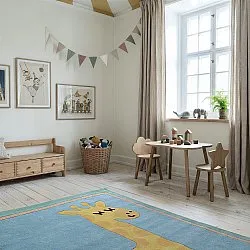 Kinderteppich - Giraffe Hand Tufted Wool Premium (hellblau/mehrfarbig)