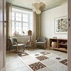 Kinderteppich - Star Grid (creme/braun)
