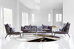 Rund Teppich - Cassa (grau/schwarz/gold)