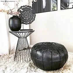 Sitzpoufs - Marokkanischer Leder-Pouf (Schwarz)