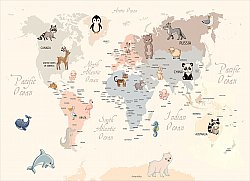 Kinderteppich - Animal Map (beige)