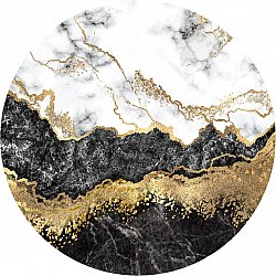 Rund Teppich - Padova (schwarz/weiß/gold)