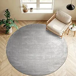 Rund Teppich - Recycled PET with viscose look (grau)