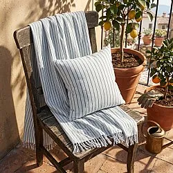 Decken - Rumi stripe cotton throw (hellblau/marineblau/creme)
