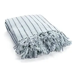 Decken - Rumi stripe cotton throw (hellblau/marineblau/creme)