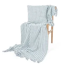 Decken - Rumi stripe cotton throw (hellblau/marineblau/creme)