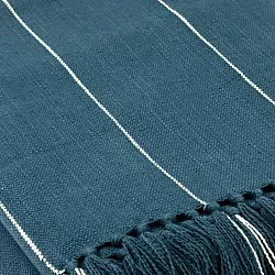 Decken - Baumwolldecke - Martina Stripe (blau/weiß)