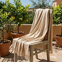 Decken - Baumwolldecke - Martina Stripe (beige/weiß)
