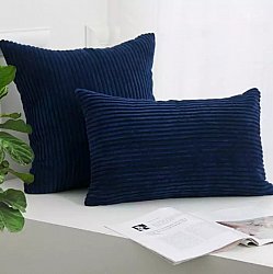 Kissenbezug - Striped Velvet 50 x 50 cm (blau)