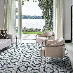 Shaggy Indoor-Outdoor - Trenton (weiß/blau)