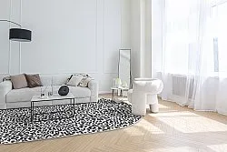 Ovaler Teppich - Leopard (schwarz/weiß)