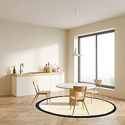 Rund Teppich (sisal) - Agave (schwarz/weiß)