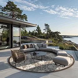 Runde Teppiche - Indoor/Outdoor Hampton (grau)