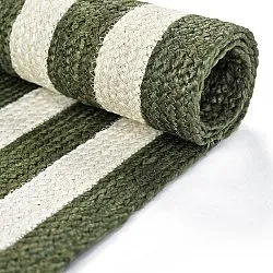 Juteteppich - Jessore (militärgrün/weiß)