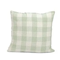 Kissenbezug - Isela check cotton cushion cover (cremefarben/hellgrün)