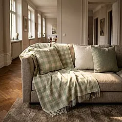 Kissenbezug - Isela check cotton cushion cover (cremefarben/hellgrün)