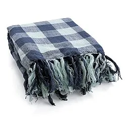 Decken - Isela check cotton throw (marineblau/hellblau)