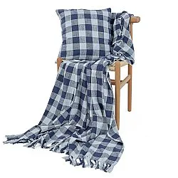 Decken - Isela check cotton throw (marineblau/hellblau)