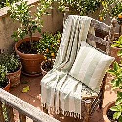 Kissenbezug - Kora stripe cotton cushion cover (cremefarben/hellgrün)