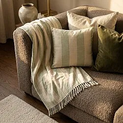 Kissenbezug - Kora stripe cotton cushion cover (cremefarben/hellgrün)