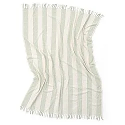 Decken - Kora stripe cotton throw (cremefarben/hellgrün)