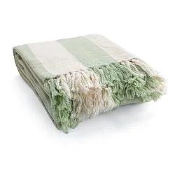 Decken - Kora stripe cotton throw (cremefarben/hellgrün)