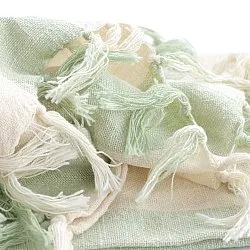 Decken - Kora stripe cotton throw (cremefarben/hellgrün)