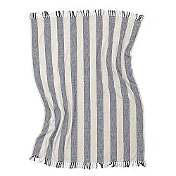 Decken - Kora stripe cotton throw (creme/marineblau)
