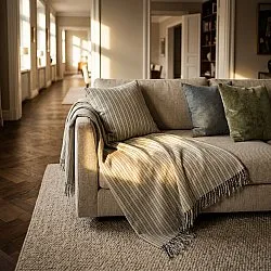 Kissenbezug - Rumi stripe cotton cushion cover (creme/marineblau/hellgrün)