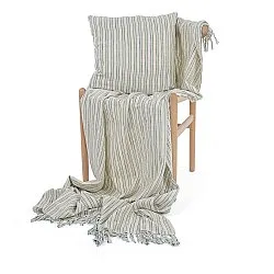 Kissenbezug - Rumi stripe cotton cushion cover (creme/marineblau/hellgrün)