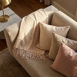 Decken - Rumi stripe cotton throw (cremefarben/rosa/hellblau)