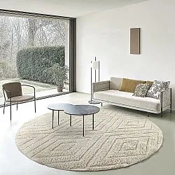 Runde Teppiche - Amberley Natural Cotton Shaggy (cremefarben)