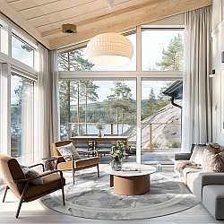 Rund Teppich - Attika (grau/weiß)