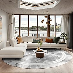 Rund Teppich - Attika (grau/weiß)