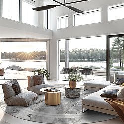 Rund Teppich - Attika (grau/weiß)