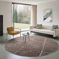 Runde Teppiche - Bellevue Natural Cotton Shaggy (taupe/grün)