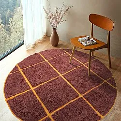 Runde Teppiche - Bellevue Natural Cotton Shaggy (rot/orange)