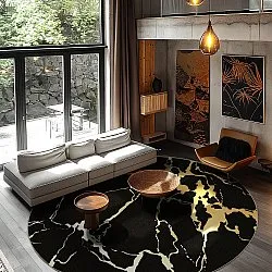 Rund Teppich - Cesina (schwarz/gold)