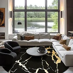 Rund Teppich - Cesina (schwarz/gold)