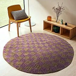 Runde Teppiche - Elsey Natural Cotton Shaggy (braun/lila)