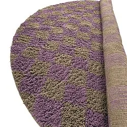 Runde Teppiche - Elsey Natural Cotton Shaggy (braun/lila)