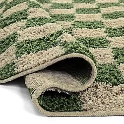 Runde Teppiche - Elsey Natural Cotton Shaggy (grün/beige)