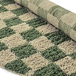 Runde Teppiche - Elsey Natural Cotton Shaggy (grün/beige)