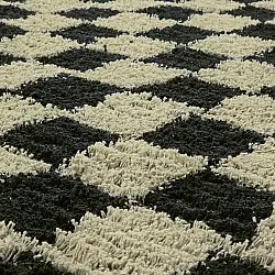 Runde Teppiche - Elsey Natural Cotton Shaggy (schwarz/beige)