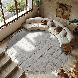 Runde Teppiche - Fallon Natural Cotton Shaggy (offwhite)