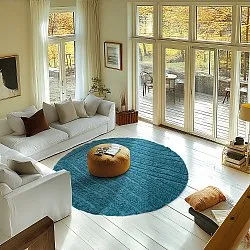 Runde Teppiche - Farley Natural Cotton Shaggy (türkis)