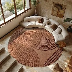 Runde Teppiche - Jovie Natural Cotton Shaggy (terrakotta)